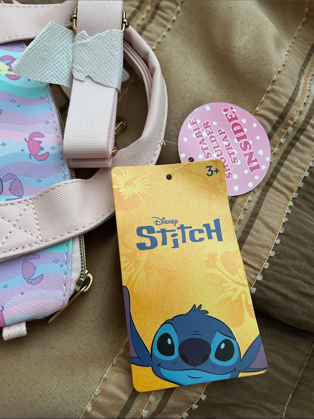 Disney Pastel Stitch & Angel Pink Handle Mini Tote